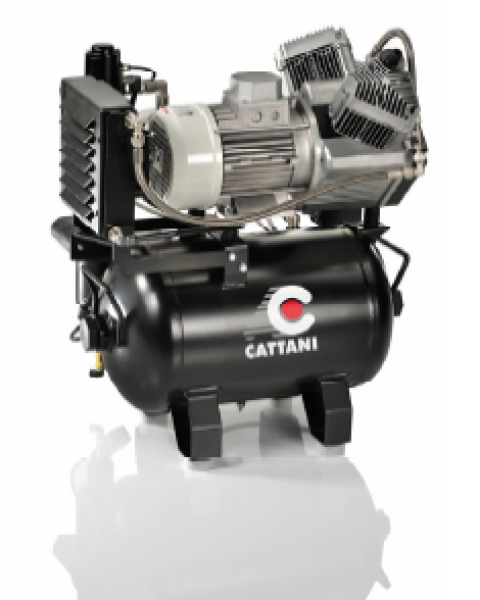 Cattani 2-Zylinder-Kompressoren mit 30l Tank 230 V 50 Hz 1~ mit Schallschutzhaube